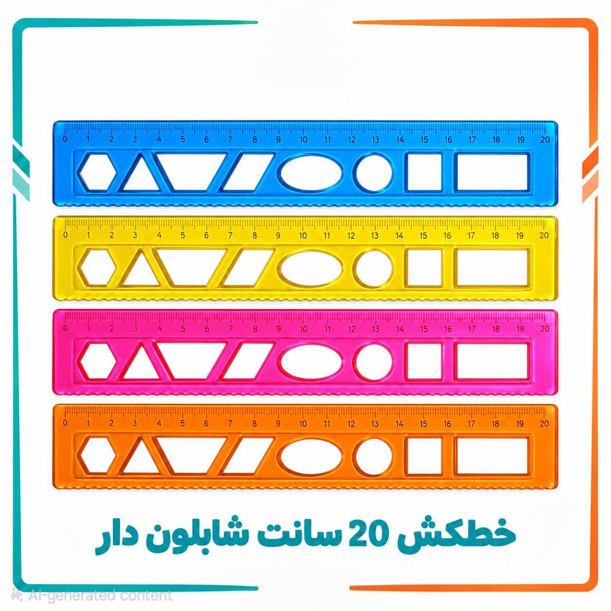 خط کش 20 سانتی متری شابلون دار ژله ای باریک